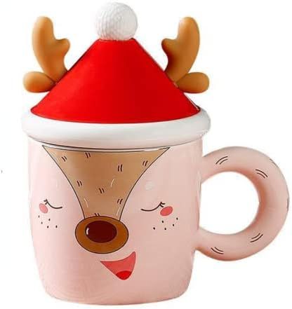 Amazon.com: Cute Christmas Elk Mug with Lid and Spoon 12.9 OZ Ceramics Mug Coffee Mugs Christmas ... | Amazon (US)
