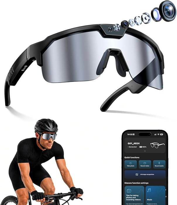 AI Smart Glasses with 30MP Camera, 4K HD Video Recording and Bluetooth Sport Glasses with ChatGPT... | Amazon (US)