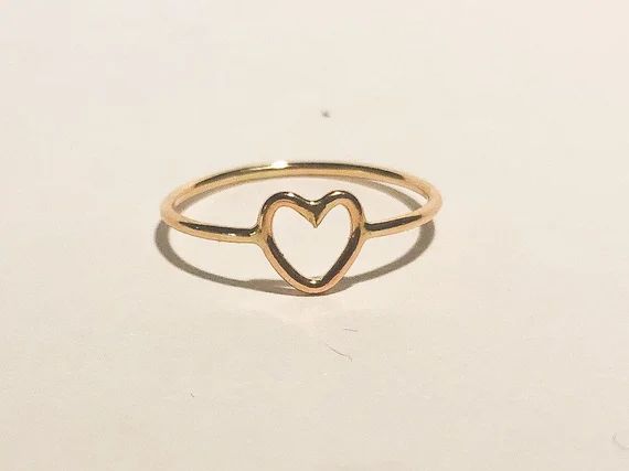 Yellow gold filled heart  ring, 14K gold filled heart  ring, Gold  heart  ring, handmade avant  g... | Etsy (US)