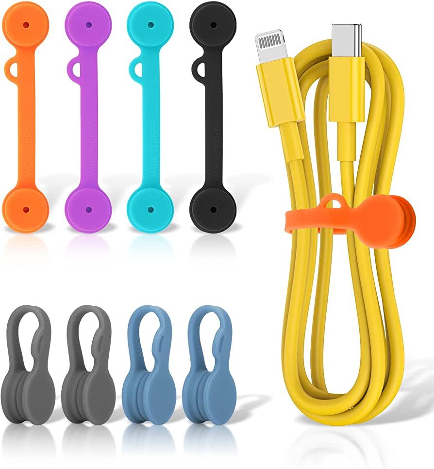 8 PCS Silicone Magnetic Cable Ties, Cable Clips Cord Organizer [1S] Management cable Cords, Reusa... | Amazon (US)