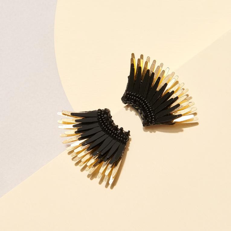 Mini Madeline Earrings Black/Gold | Mignonne Gavigan