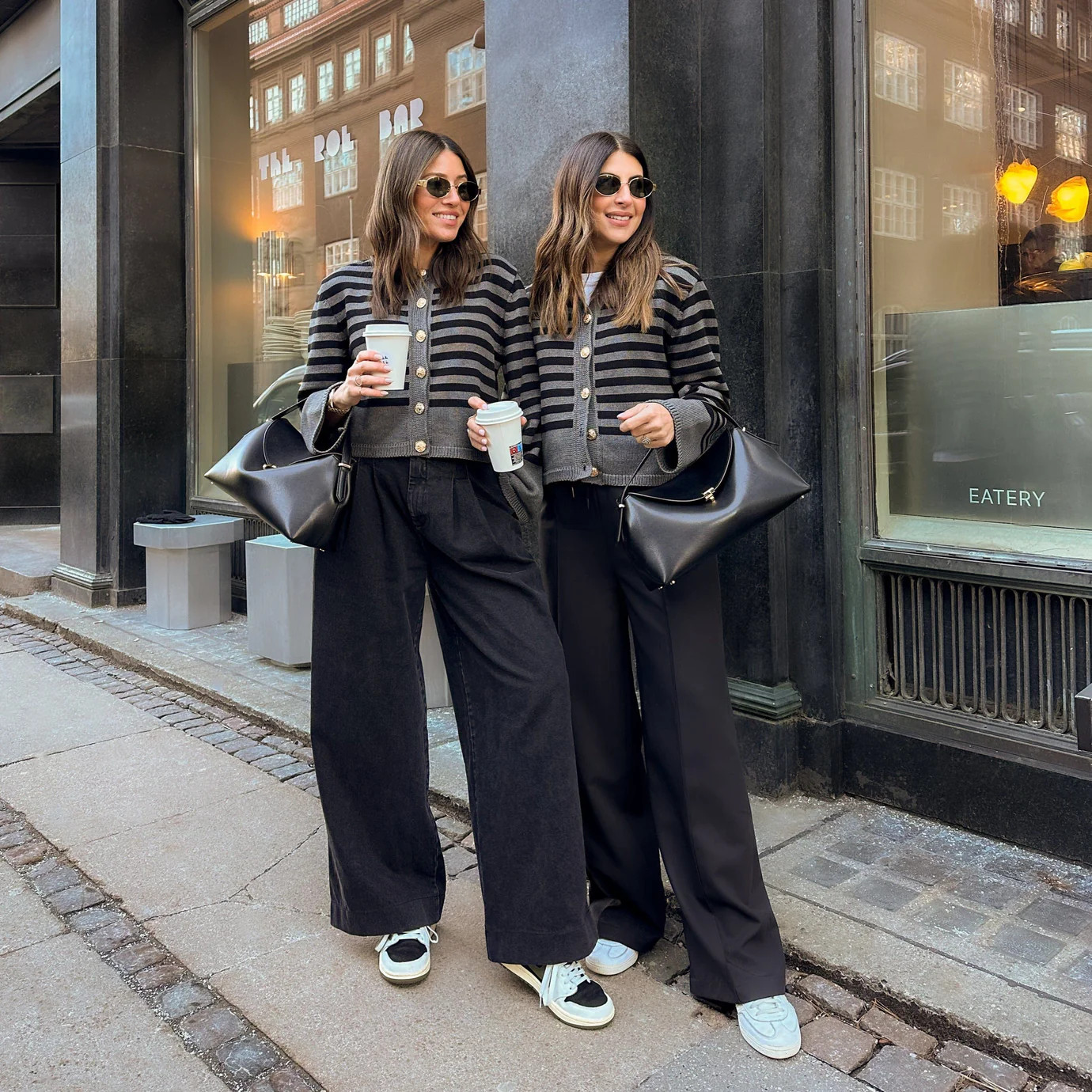 STRIPE KNITTED CARDIGAN - BLACK / GREY | WAT The Brand