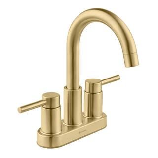 Dorind 4 in. Centerset 2-Handle High-Arc Bathroom Faucet in Matte Gold | The Home Depot