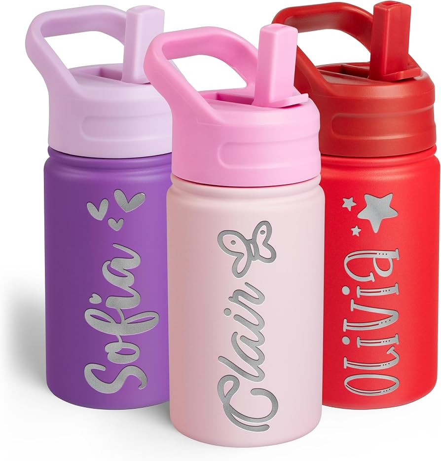 Personalized Kids Water Bottle with Name & Icon - Custom Kids Water Bottle, 12 oz with Leakproof ... | Amazon (US)