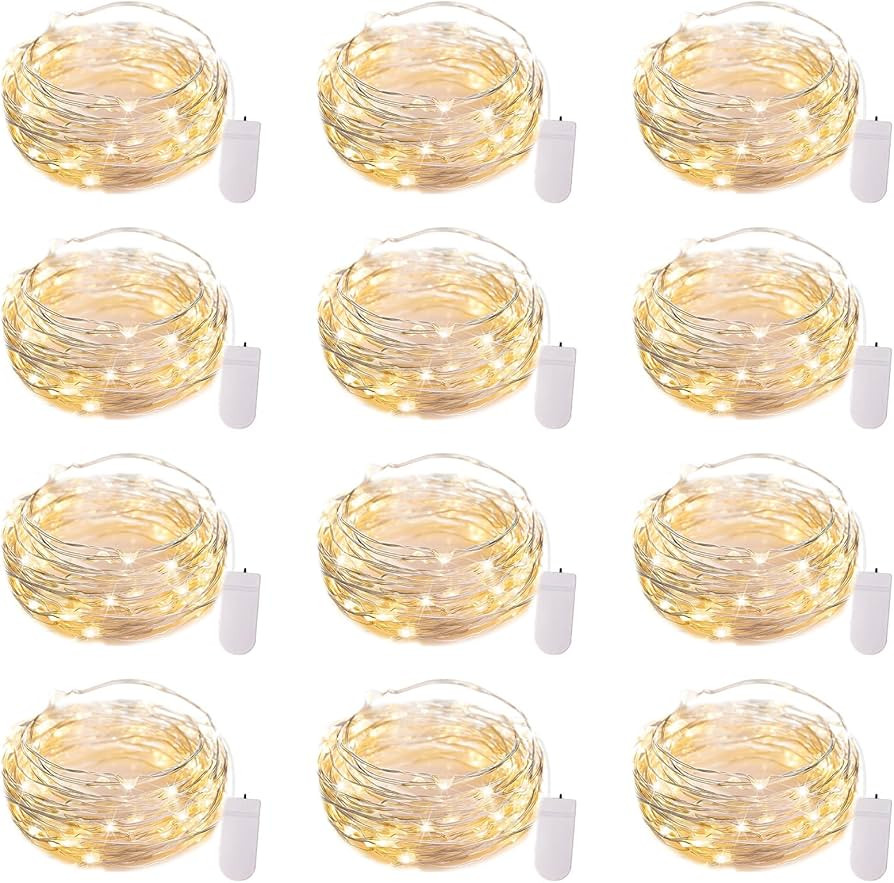 Brightown 12 Pack 7ft Battery Operated LED Fairy Lights for Xmas Decoration | Amazon (US)