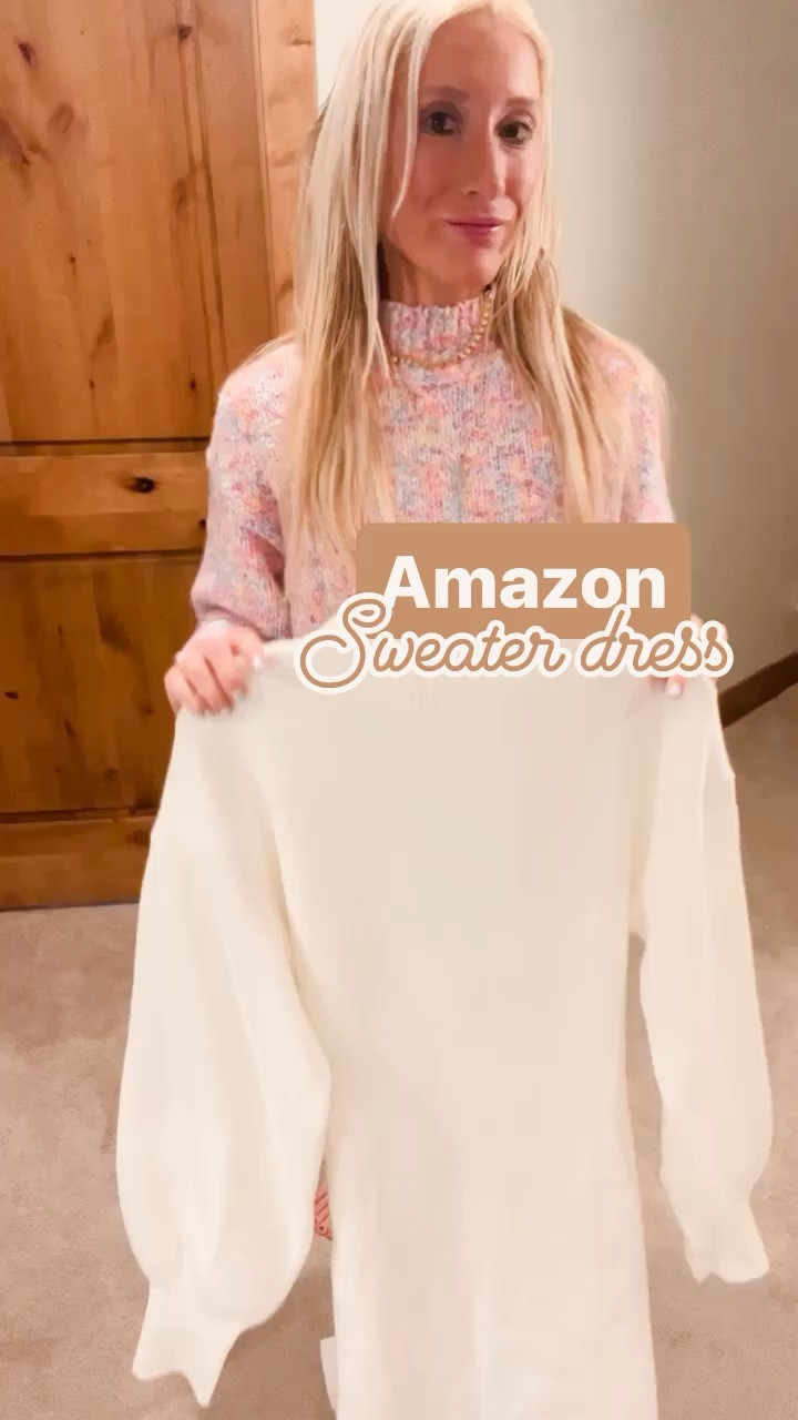 Comfiest sweater dress from Amazon. Wearing size small. Bag and boots from Amazon as well. 🤍

#LTKstyletip #LTKsalealert #LTKfindsunder50