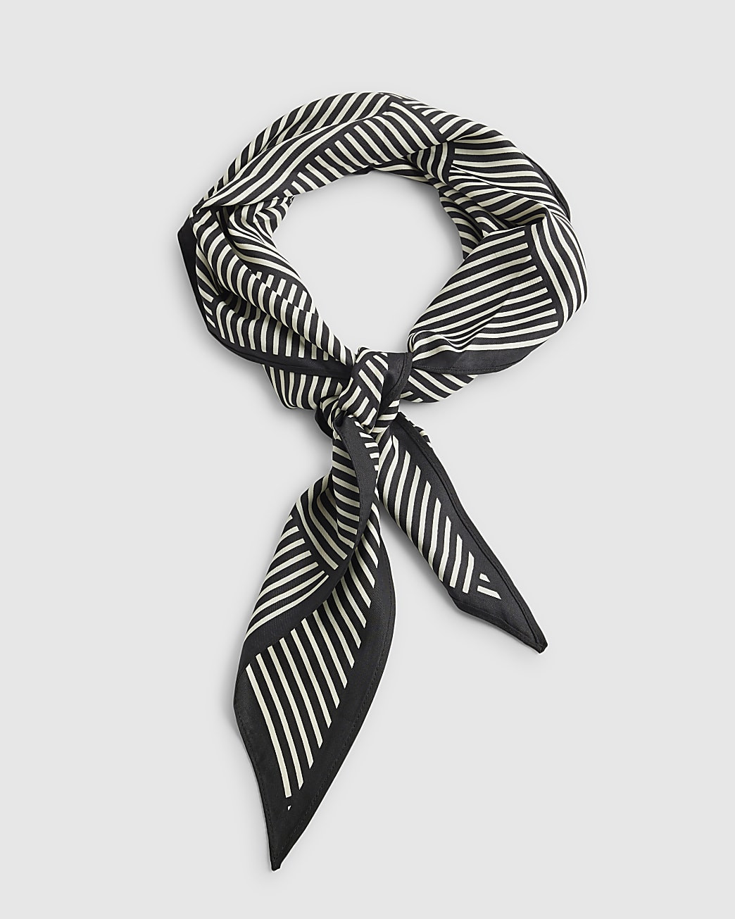 Black Mono Stripe Tie Up Scarf | River Island UK & IE