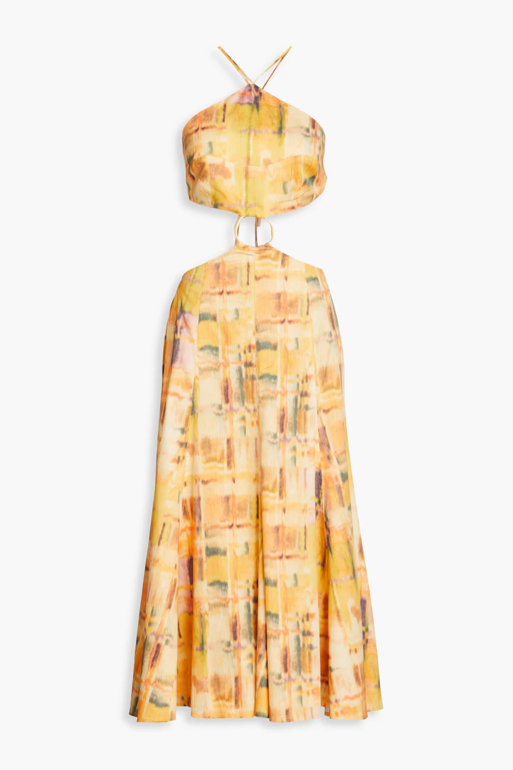Nadeesha cutout printed linen-blend midi dress | The Outnet (US and CA)