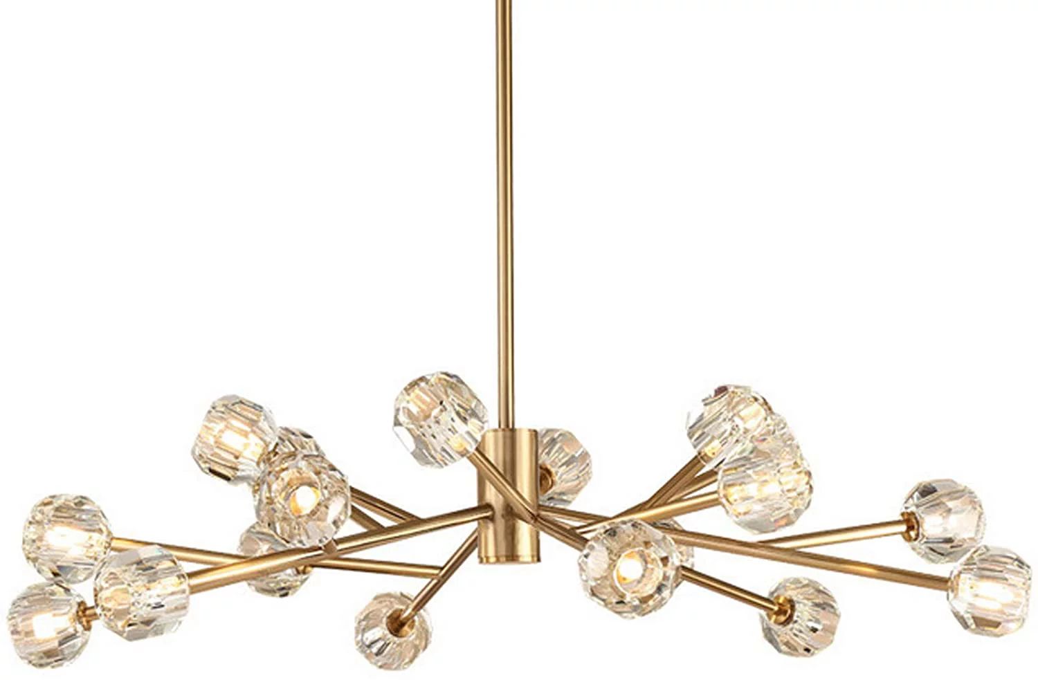 Oukaning Crystal Sputnik Chandelier, 18-Light Modern Globe Brass Branch Monochromatic Pendant Lam... | Walmart (US)