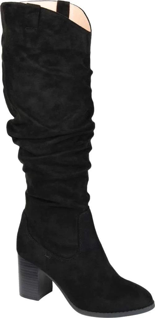 JOURNEE COLLECTION Womens Black Side Pull Tabs Comfort Aneil Round Toe Block Heel Zip-Up Slouch B... | Walmart (US)