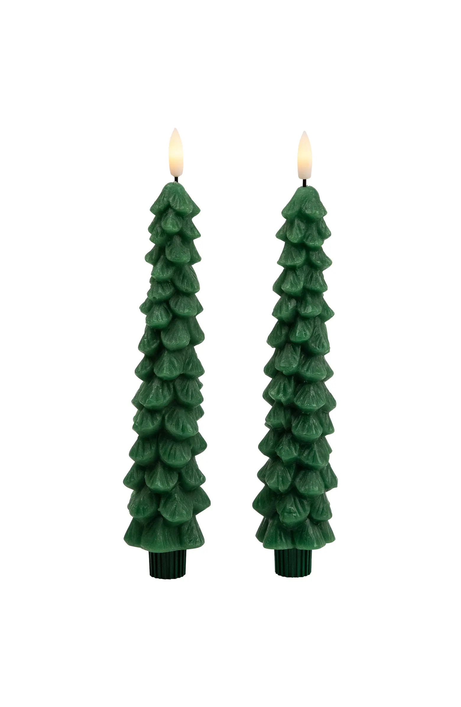 Northlight Flickering LED Flameless Wax Tapered Christmas Tree Candles - 9.75" - Green - Set of 2... | Nordstrom