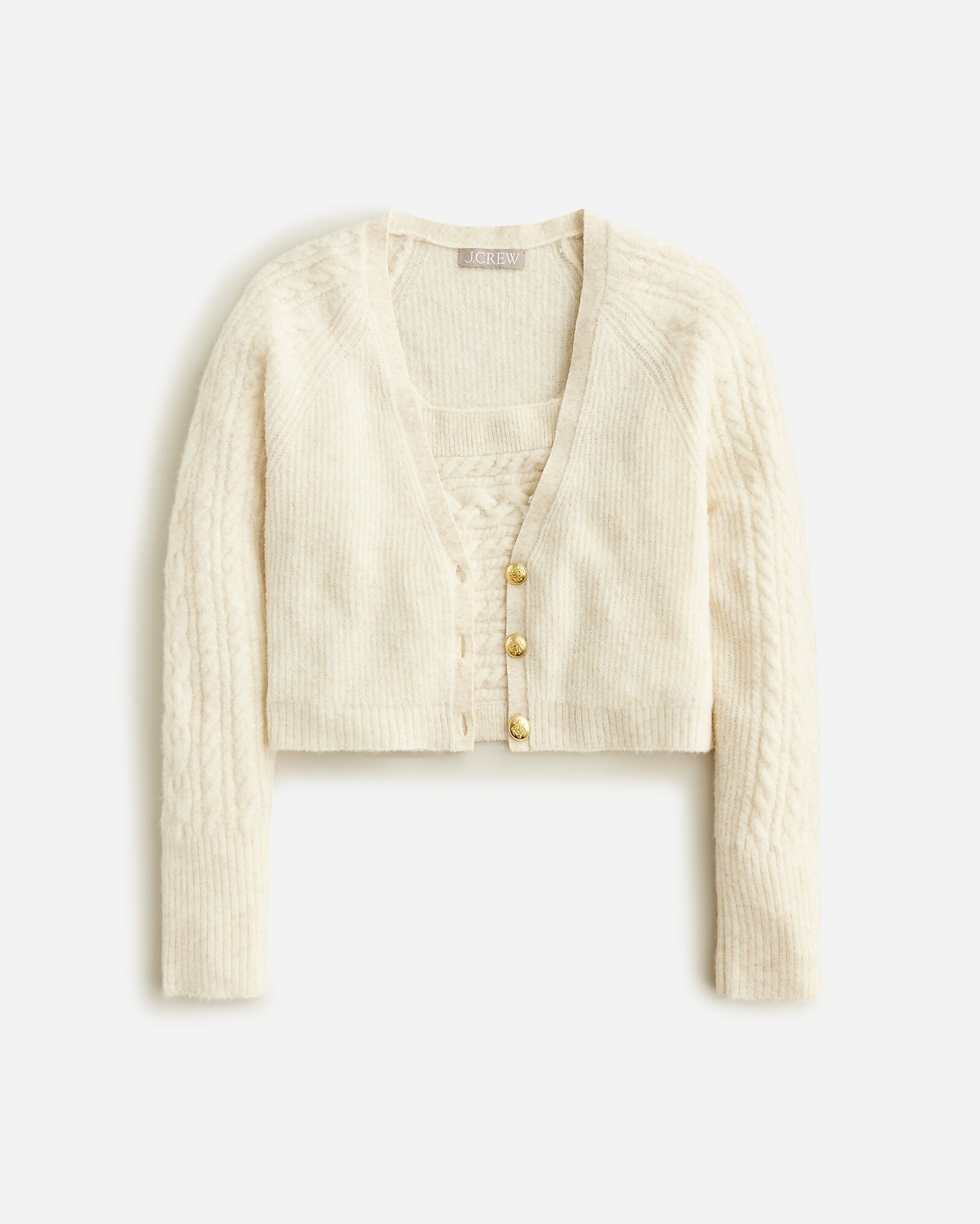 Supersoft cropped cable-knit sweater-tank set | J. Crew US