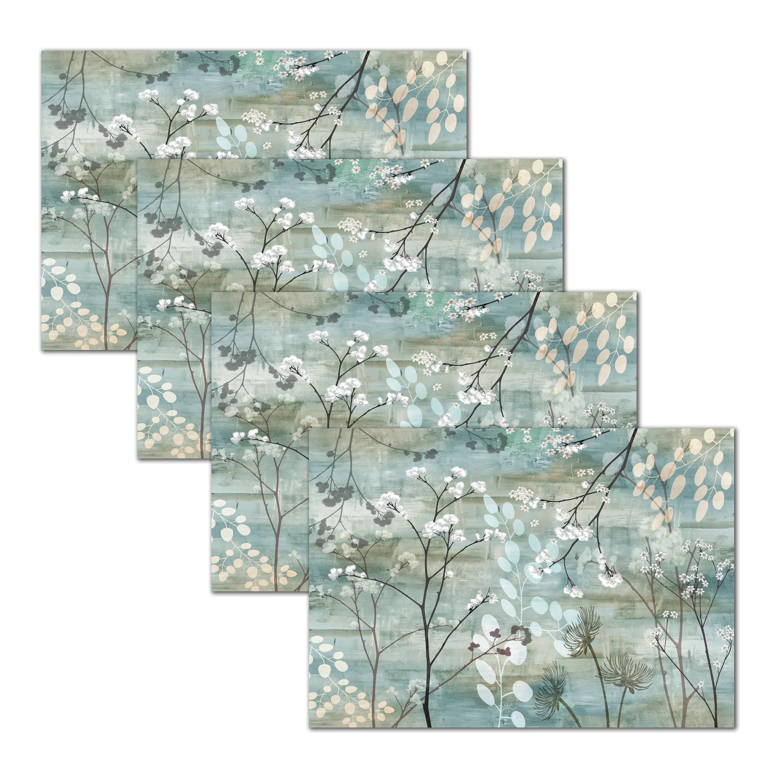 Mhf Home Blue Floral Wood 4-Pack Placemat Set (Set of 4) | Wayfair North America