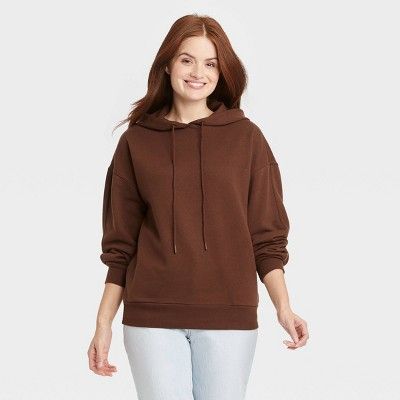 Women&#39;s Fleece Hooded Sweatshirt - Universal Thread&#8482; Dark Brown XL | Target