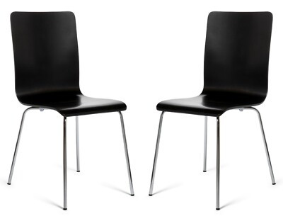 Dining Chairs Set of 2 Black Modern Kitchen Chairs Madison Wood with Chrome Leg | eBay UK