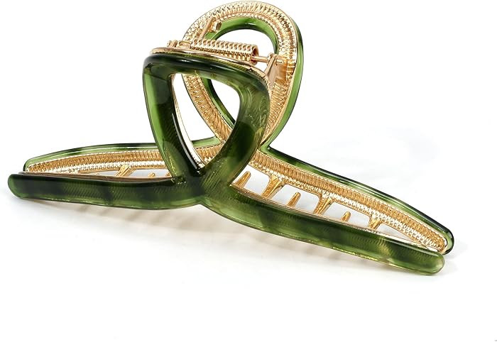 Big Hair Claw Clip Metal Claw Clips for Women Strong Hold Claw for Heavy Hair Green Acetate Claw ... | Amazon (US)