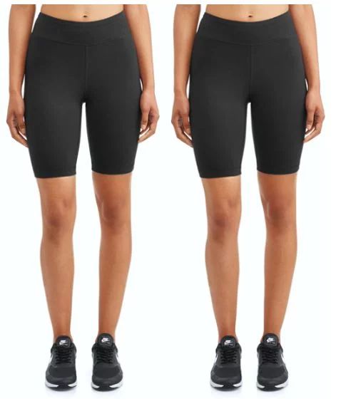 Athletic Works Womens Mid Rise 9" Bike Short, 2 Pack | Walmart (US)