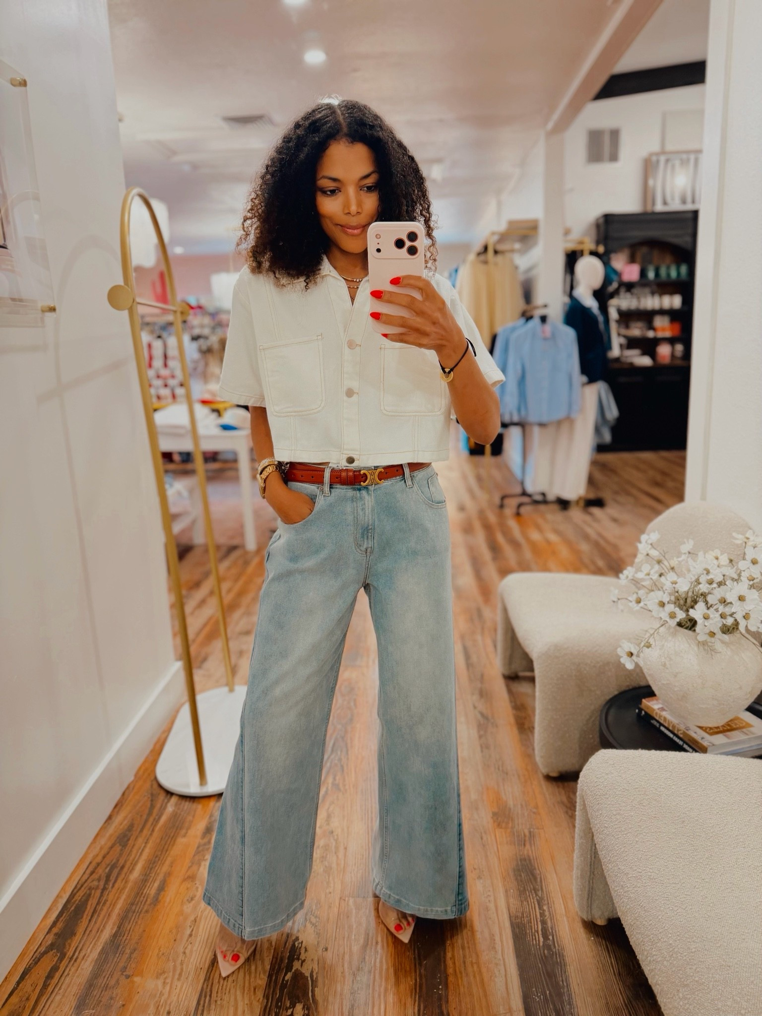 Denim on denim but different tones! This white crop denim jacket oh weee and these two-tone Zara inspired jeans crazy good!!!! Wearing medium in top and bottom! ALMOST SOLD OUT!!!

#LTKgrwm #LTKootd #LTKmomlife