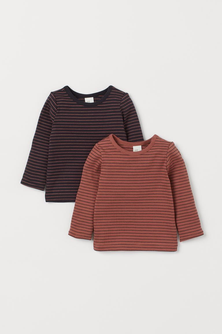 Baby Exclusive. Long-sleeved tops in soft, ribbed organic cotton jersey with concealed snap faste... | H&M (US + CA)