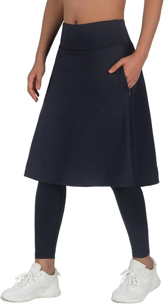 ANIVIVO Women Long Knee Length Skirt with Full Leggings,Skirted Leggings with High Waisted Pocket... | Amazon (US)