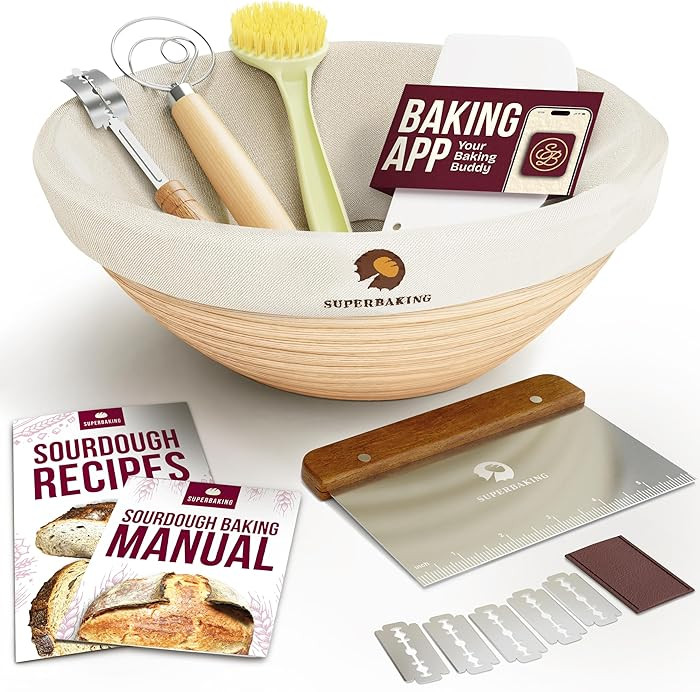 Superbaking Banneton Bread Proofing Basket, Sourdough Bread Baking Supplies, Round 9 Inch Sourdou... | Amazon (CA)