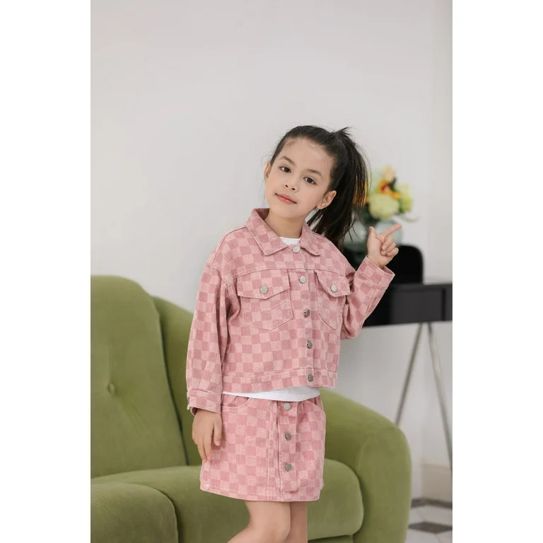 Denim Bay Toddler Girl Check Denim Jacket and Skirt Set, 2-Piece, Sizes 2T-5T | Walmart (US)