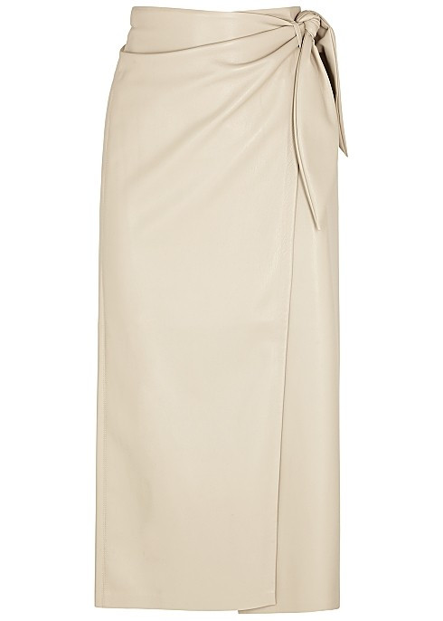 Amas cream faux leather wrap skirt | Harvey Nichols 