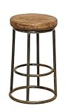HomeRoots The Urban Port The 24" Inch Acacia Wood Counter Height Barstool with Iron Base, Brown and  | Amazon (US)