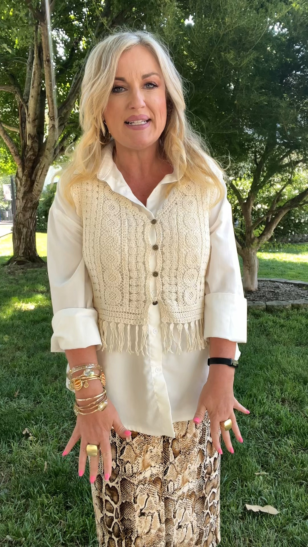 Fringe is everywhere for Fall 2026.  I am wearing a medium in the best and skirt.  The skirt is pull on style with stretch.

#LTKWorkwear #LTKOver40 #LTKMidsize