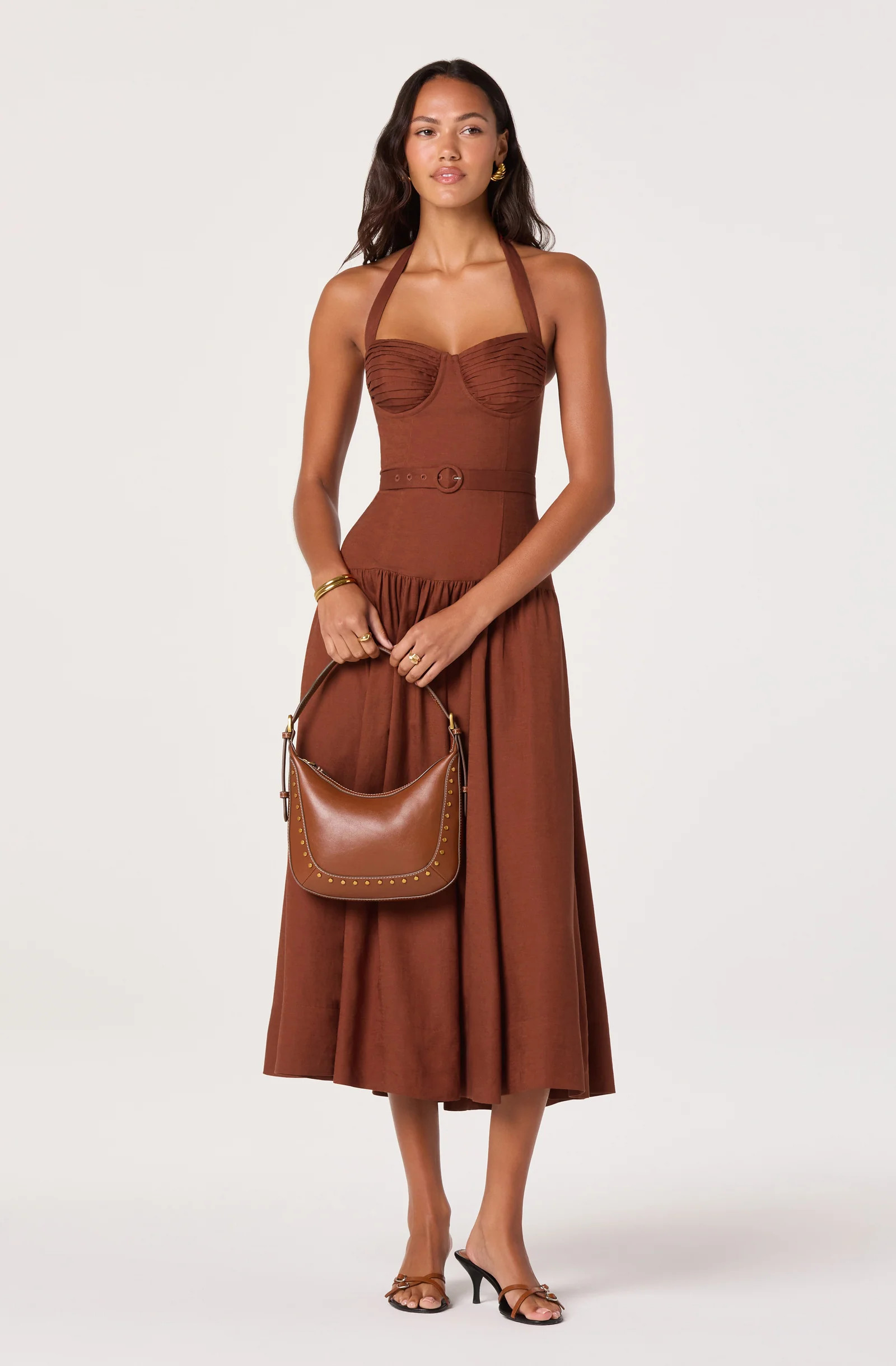 Katinka Belted Halter Midi Dress - Rust / XS | ASTR The Label (US)