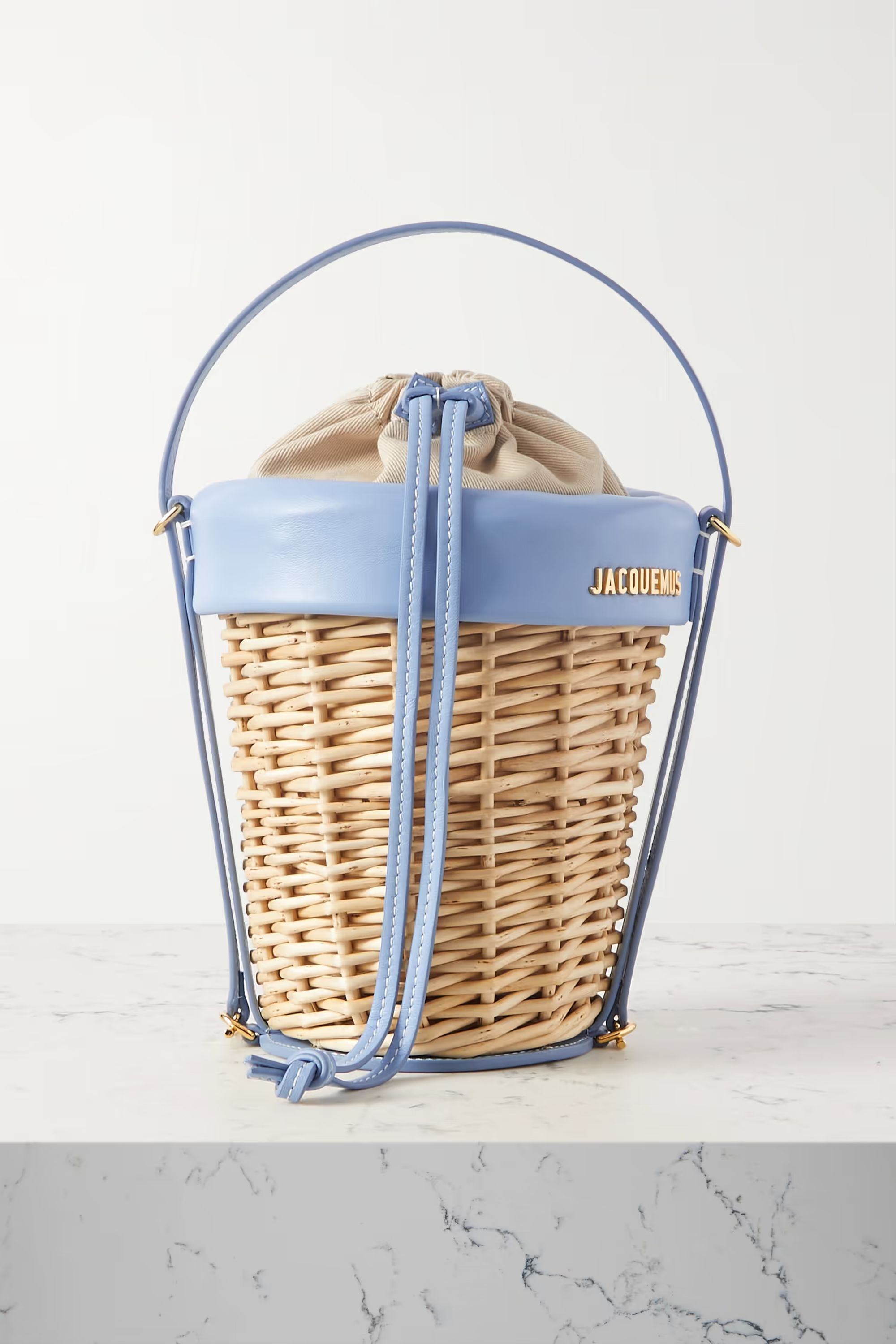 Le Panier mini leather-trimmed raffia bucket bag | NET-A-PORTER (UK & EU)