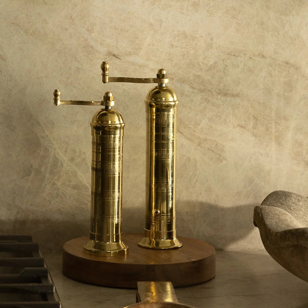 Ophelia Greek Salt + Pepper Mills, Set of 2 | Pepper + Vetiver