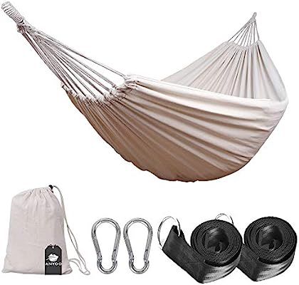 Anyoo Single Cotton Outdoor Hammock Multiples Load Capacity Up to 450 Lbs Portable with Carrying ... | Amazon (US)