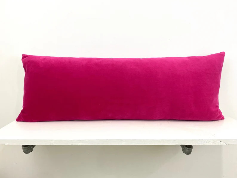 Extra Long Lumbar  14x36 Fuchsia Velvet Pillow Cover With - Etsy | Etsy (US)