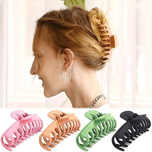 TOCESS Big Hair Claw Clips 4 Inch Nonslip Large Claw Clip for Women and Girls Thin Hair, Strong H... | Amazon (US)