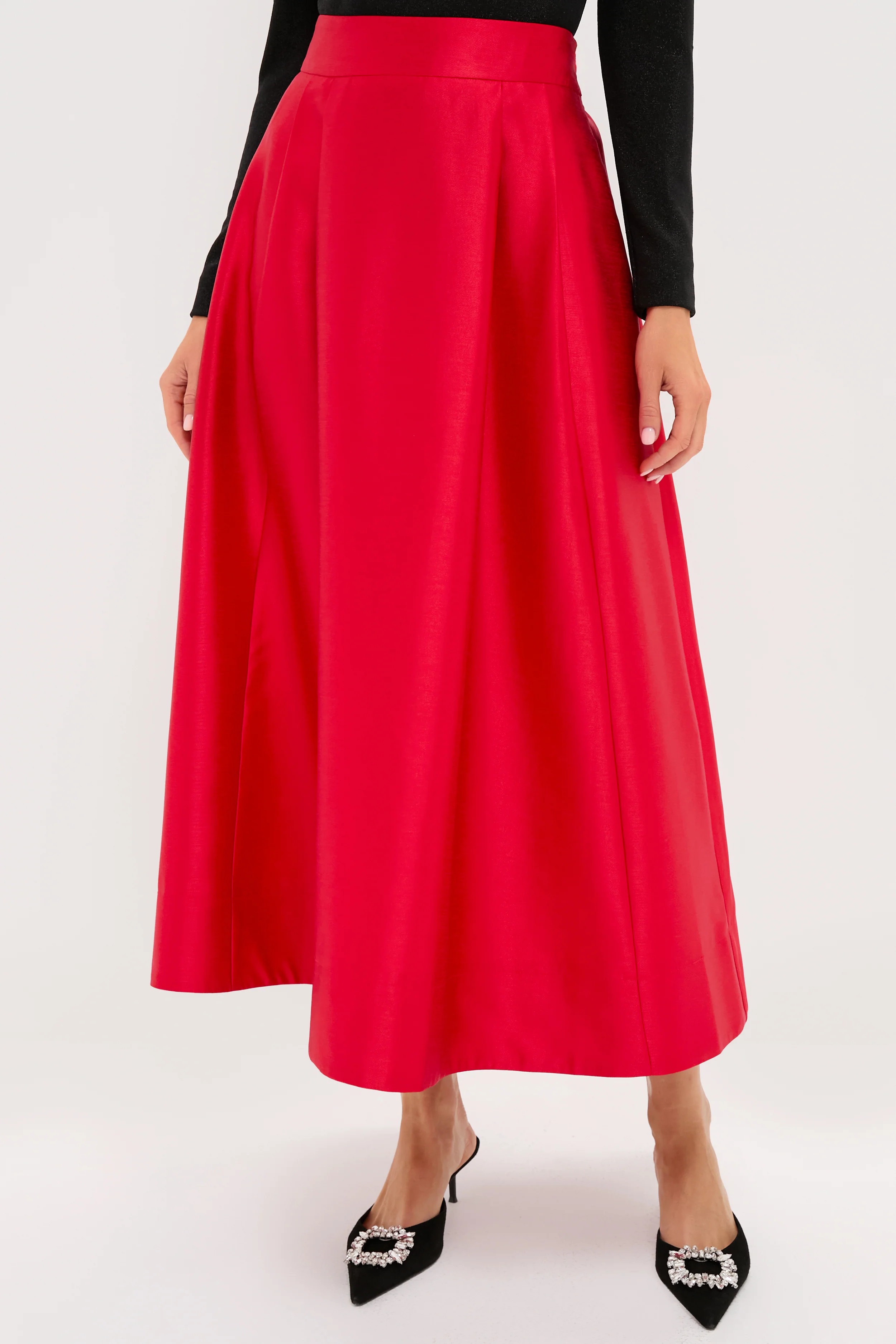 Red Dupioni Kendall Skirt | Tuckernuck (US)
