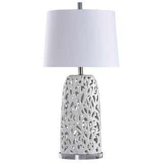 StyleCraft 33 in. White Table Lamp with White Styrene Shade | The Home Depot