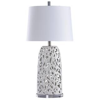 StyleCraft 33 in. White Table Lamp with White Styrene Shade | The Home Depot