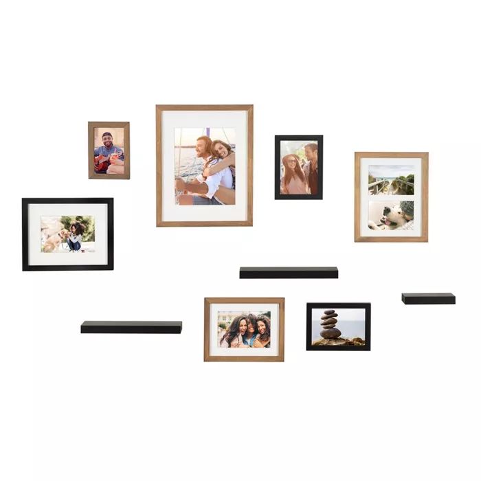 10pc Gallery Frame Box Set Rustic Brown/Black - Kate & Laurel All Things Decor | Target