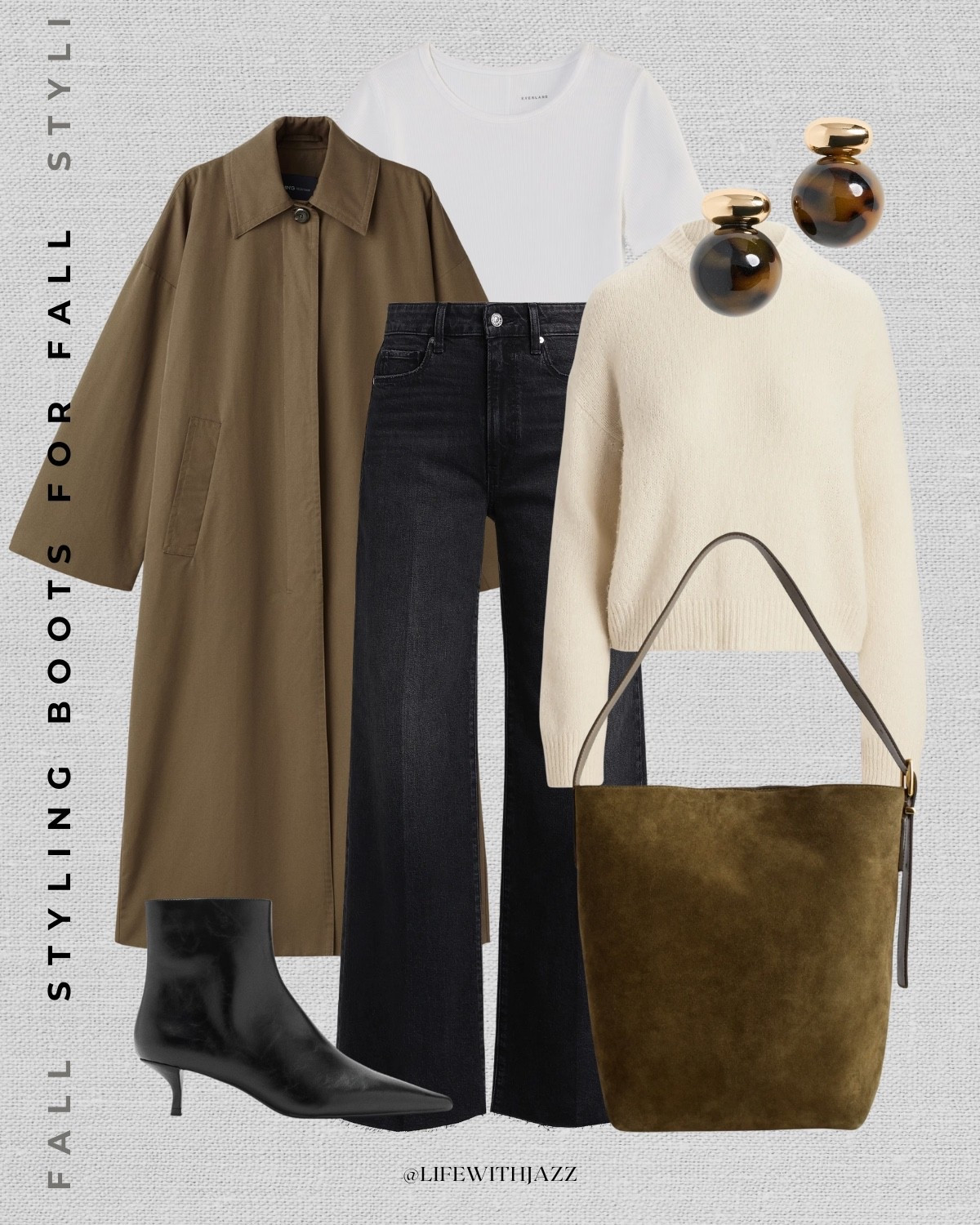 Styling boots for fall Fall outfit

Fall outfit / fall style / trench coat / cream Crewneck sweater / black wide leg jeans / black boots / suede tote 

#LTKSeasonal #LTKStyleTip