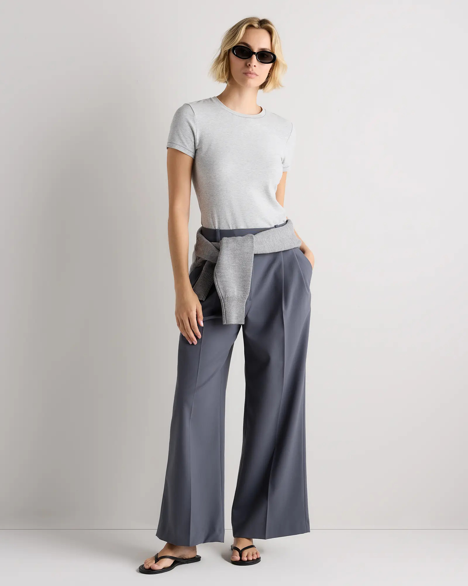 Stretch Cotton Jersey Fitted T-Shirt in Heather Grey | Quince