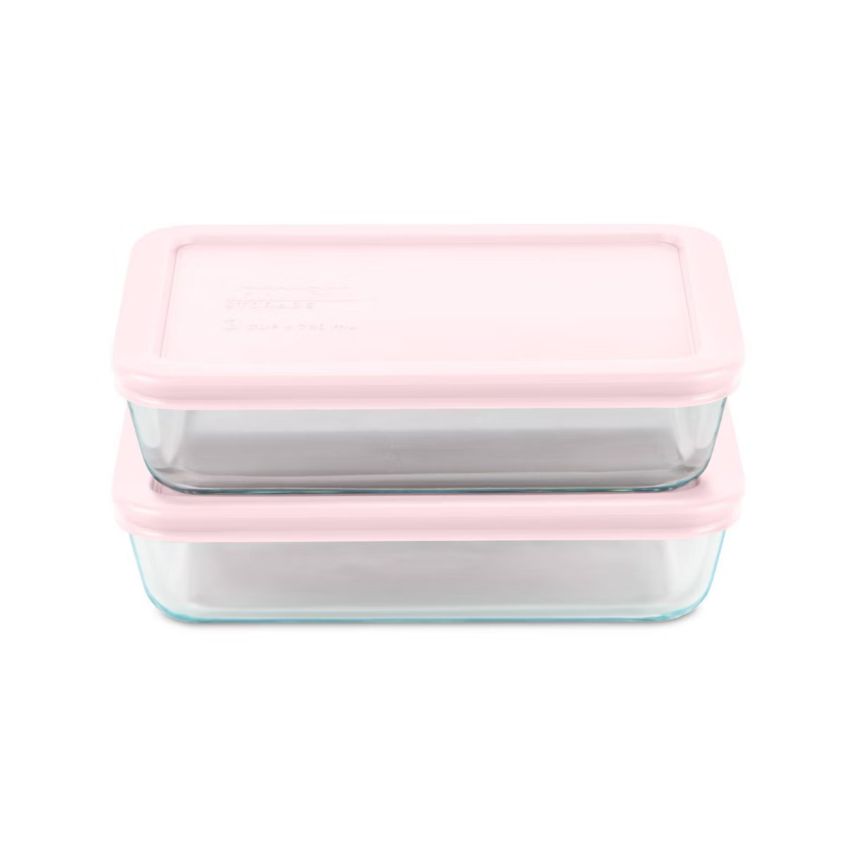 Pyrex® Simply Store® 4pc 3c Rectangle Glass Storage Set with Nouveau Pink Lid: Glass Container ... | Target
