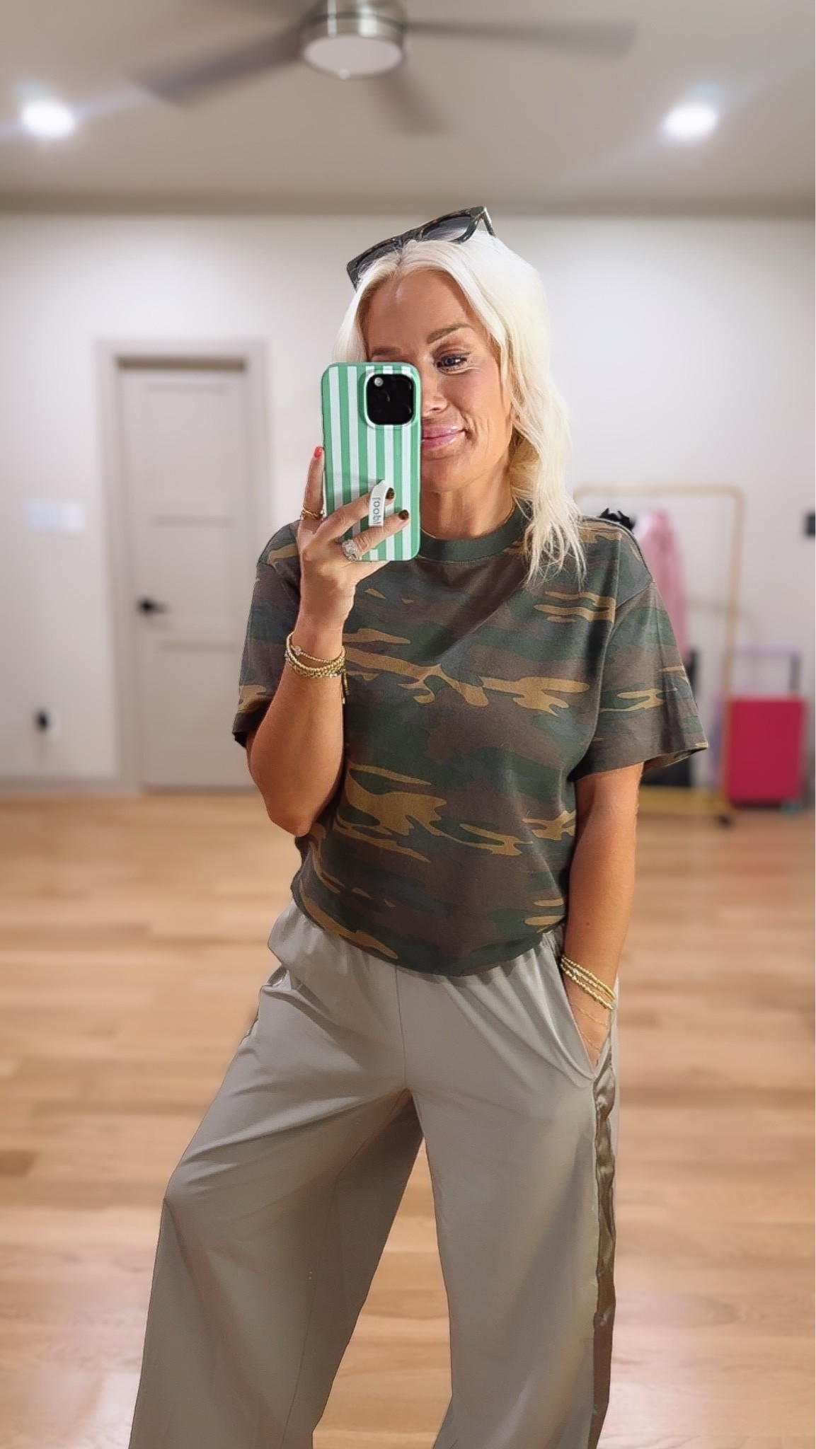 Today’s running errands / mommin outfit
Size small in shirt and pants