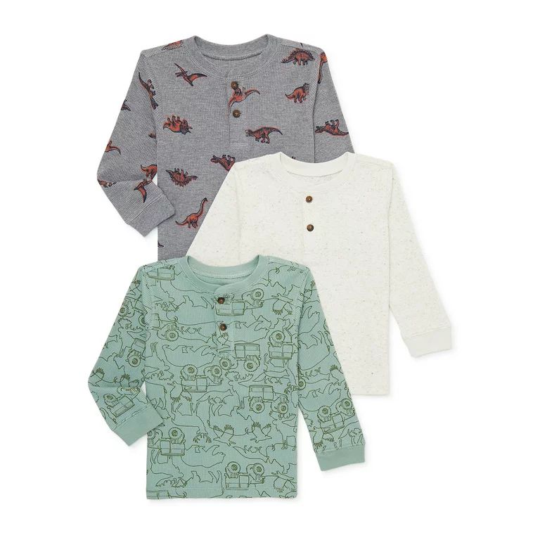 Garanimals Baby and Toddler Boy Thermal Henley with Long Sleeves, 3-Pack, Sizes 12M-5T - Walmart.... | Walmart (US)