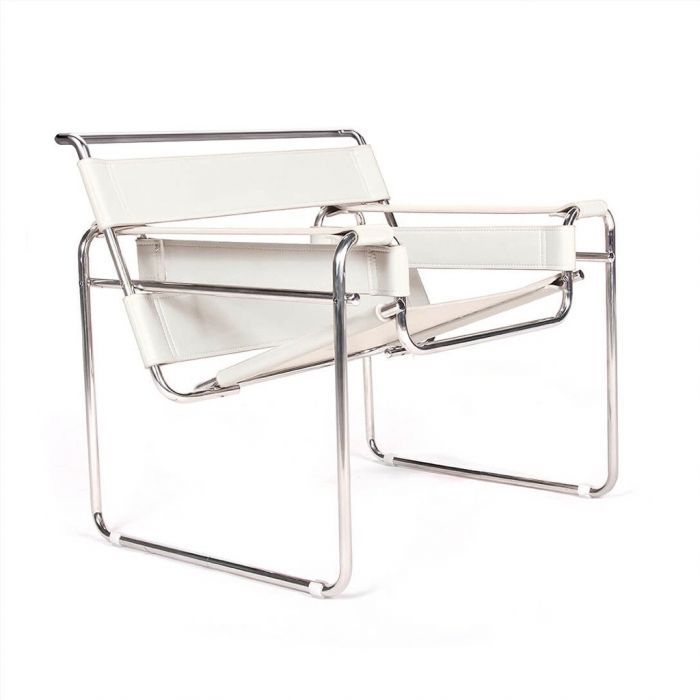 Wassily Chair - Chrome Frame Aniline Leather-White | Eternity Modern