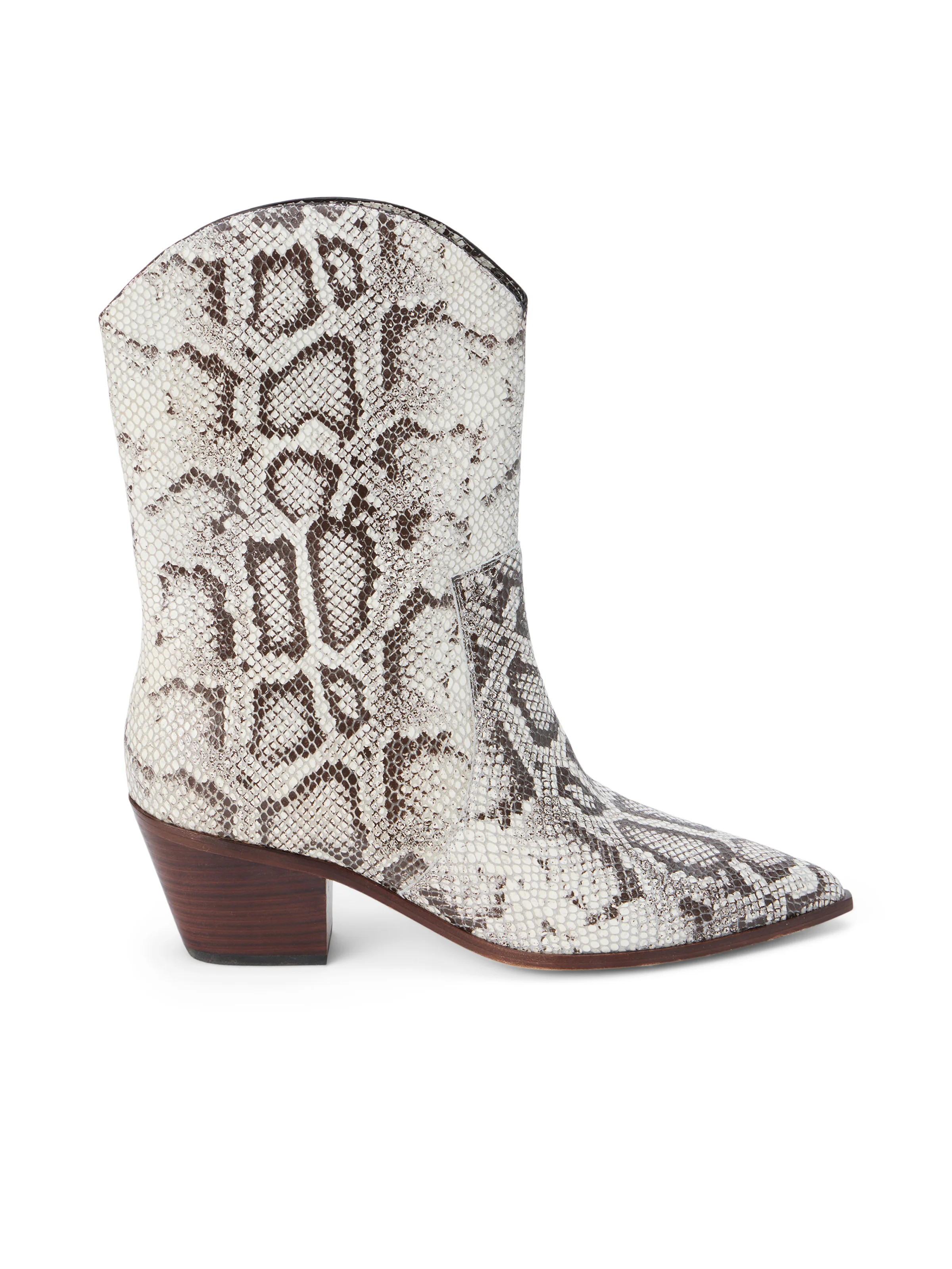 L'AGENCE - Claude Leather Cowboy Boot in Sand/White Snake | L'Agence