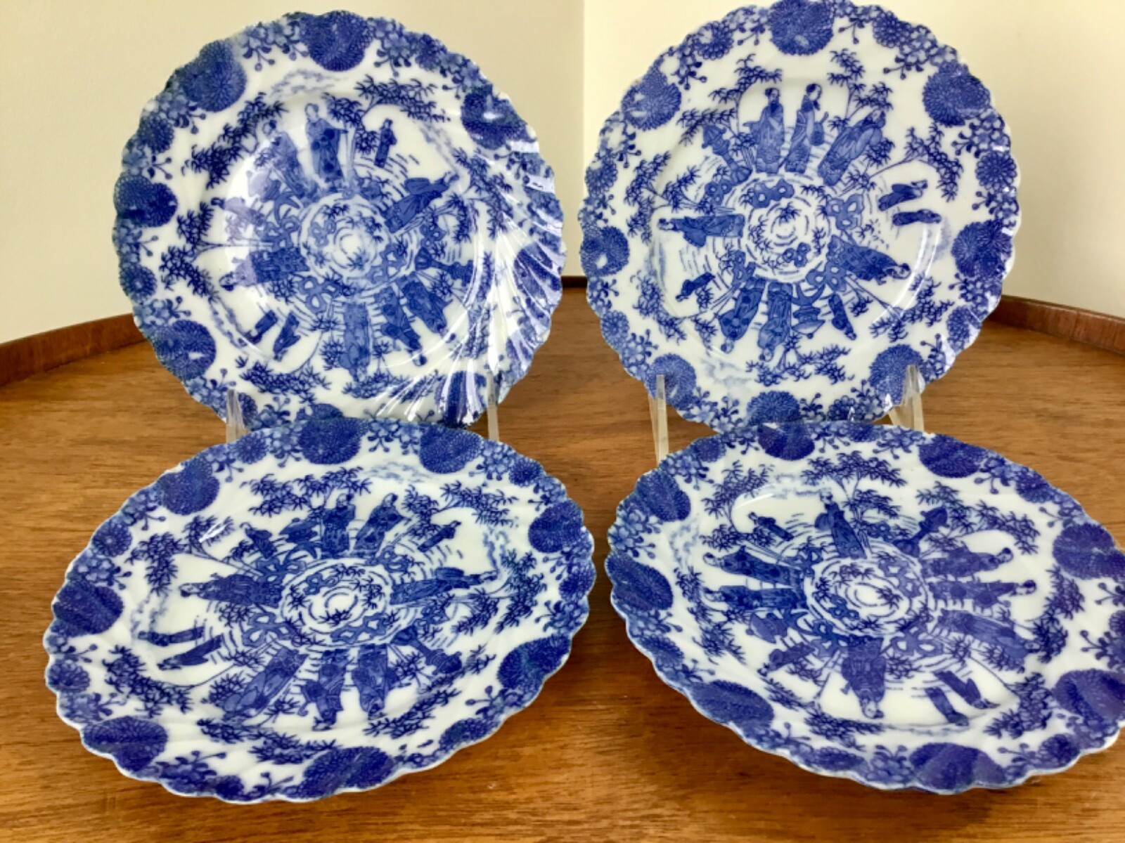 Antique Asian /Chines /Japanese 4 Blue & White Plates Decorated w Sages 6 1/4”  | eBay | eBay US