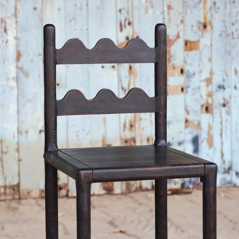 Vintage Black Reclaimed Wooden Counter Chair Dining Chair Kitchen and Dining Chair Rustic Black F... | Etsy (US)