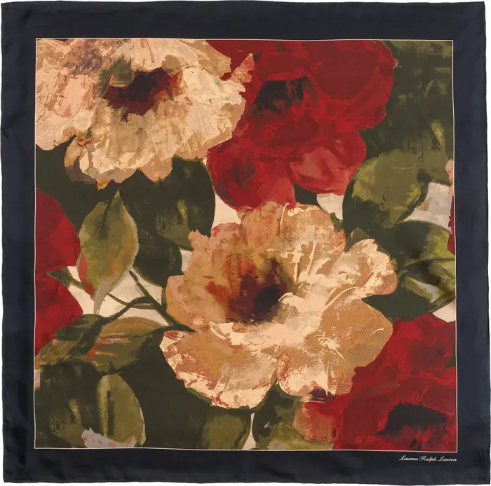 Lauren Ralph Lauren Fall Roses Square Silk Scarf | Nordstrom | Nordstrom