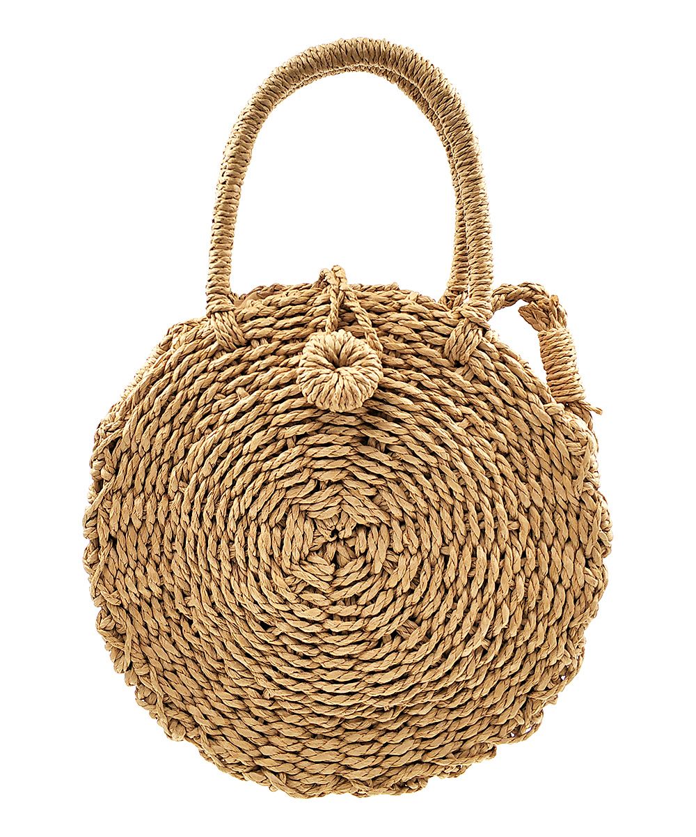 JiaHao Women's Handbags BROWN - Brown Round Woven Crossbody Bag | Zulily